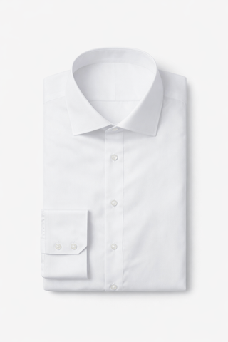 Poplin Shirt Single Button Cuff - White