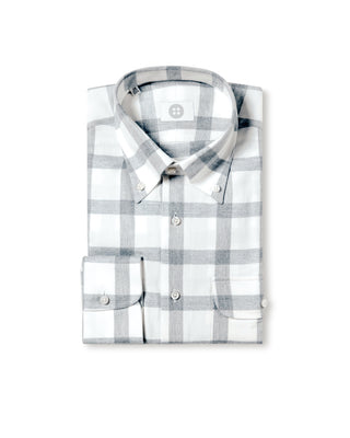 Grey Check Brushed Cotton Flannel Shirt