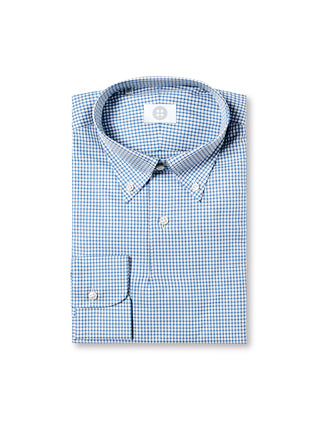 D&R Navy Button Down Check Long Sleeve Polo