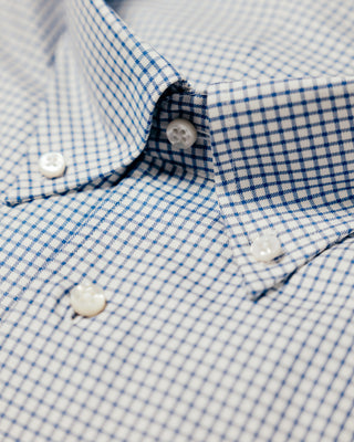 D&R Navy Button Down Check Long Sleeve Polo