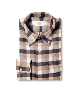Brown Check Flannel Check Overshirt