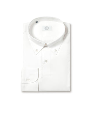 D&R White Twill Button-down Long Sleeve Polo