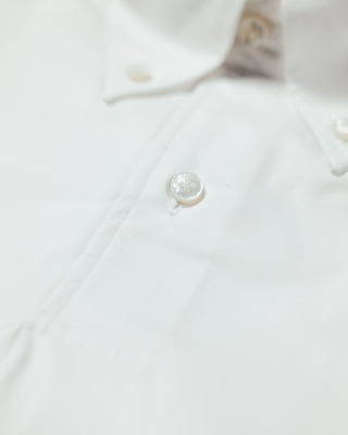 D&R White Twill Button-Down Long Sleeve Polo