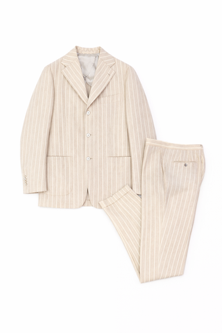 Beige Stripe Baby Alpaca Wool Suit