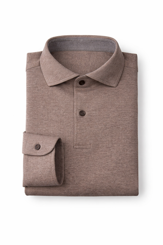 Taupe Long Sleeve Polo
