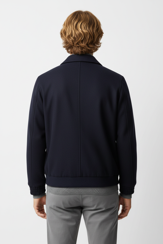 Virgin Wool Bomber Jacket - Navy
