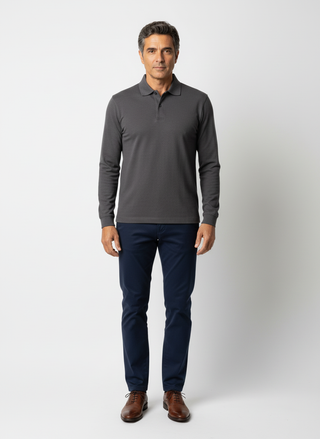 Dark Grey Long Sleeve Polo