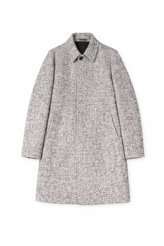 Grey Herringbone Brushed Wool Overcoat
