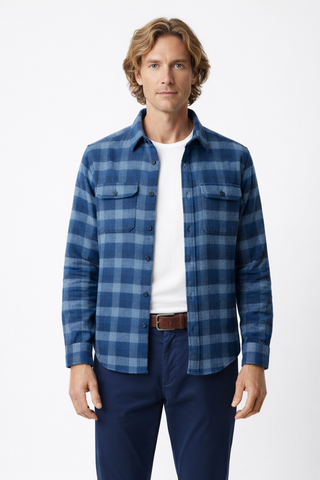 Check Flannel Overshirt – Navy