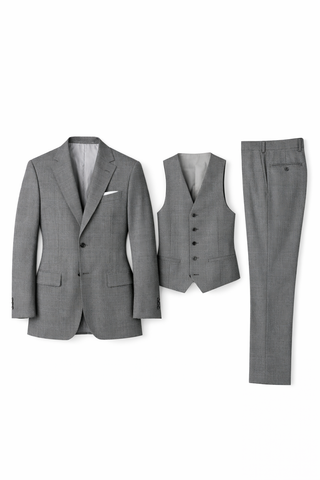 Grey Virgin Wool 3-Piece Suit