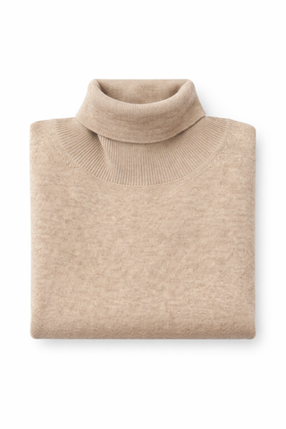 sand-colour folded wool cashmere blend jumper 